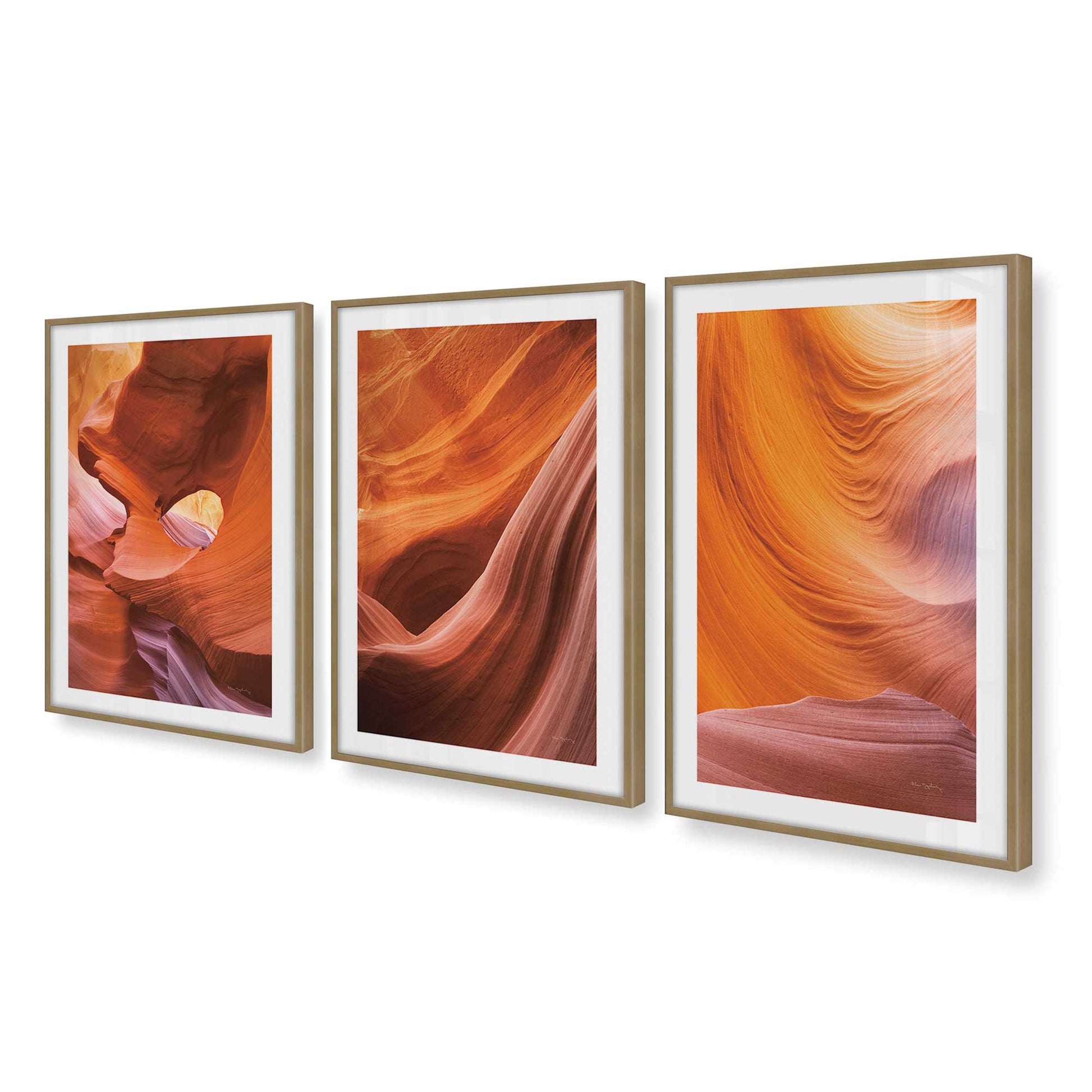 [Color:Brushed Gold], Picture of art in a Brushed Gold frame at an angle