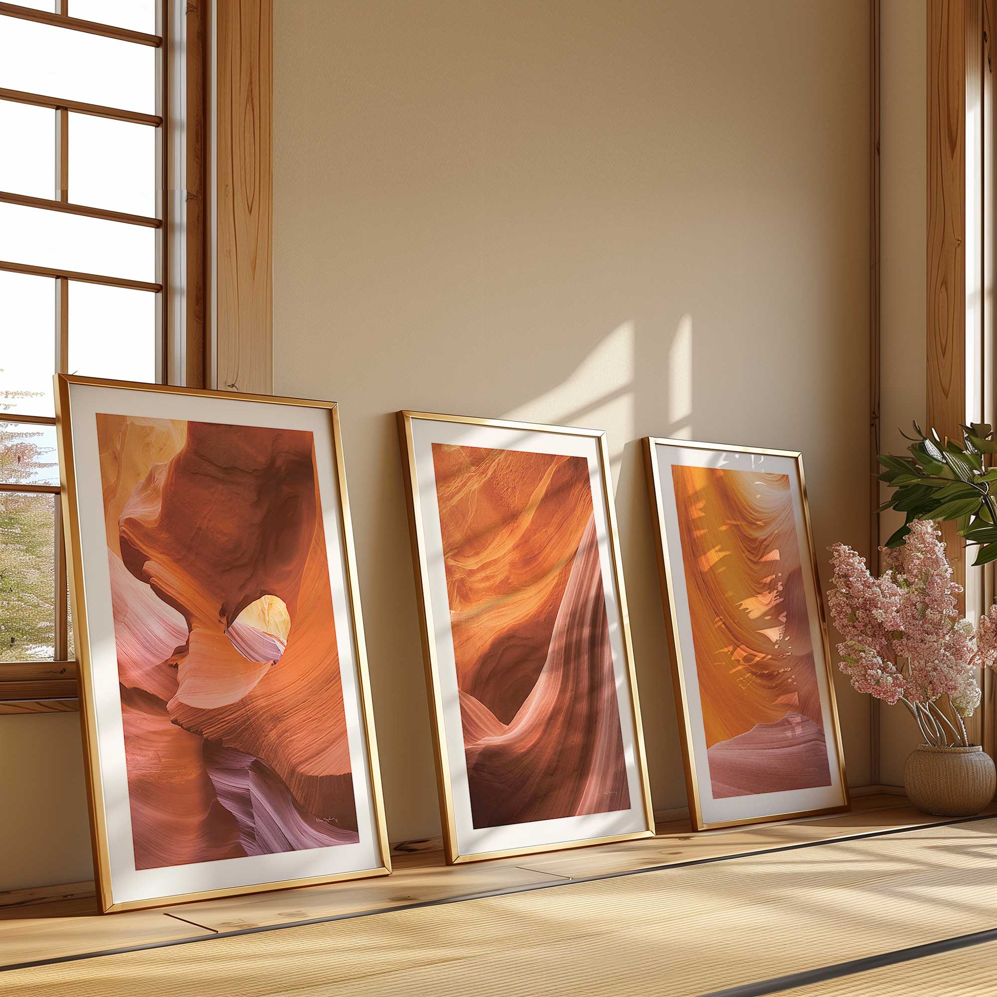 Sculpted by time set of 3 framed prints in gold frames
