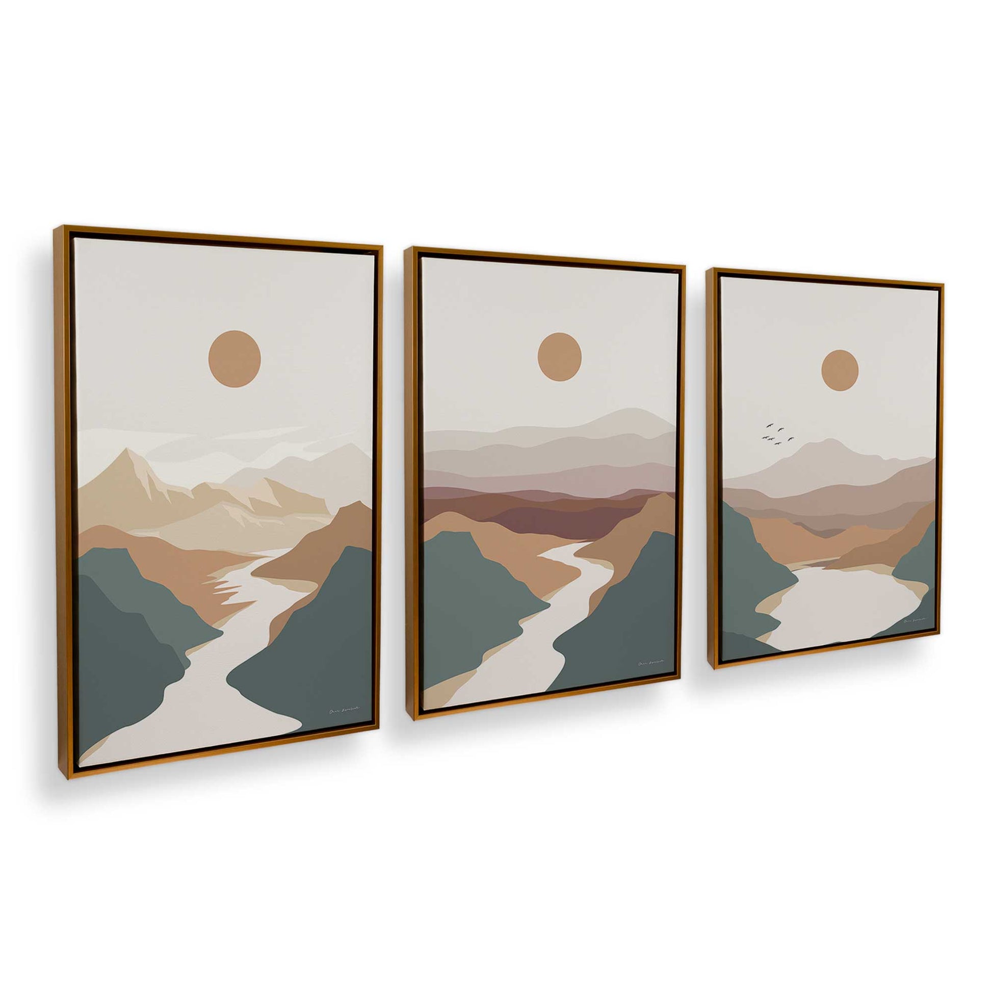 [Color:Polished Gold], Picture of art in a Polished Gold frame at an angle