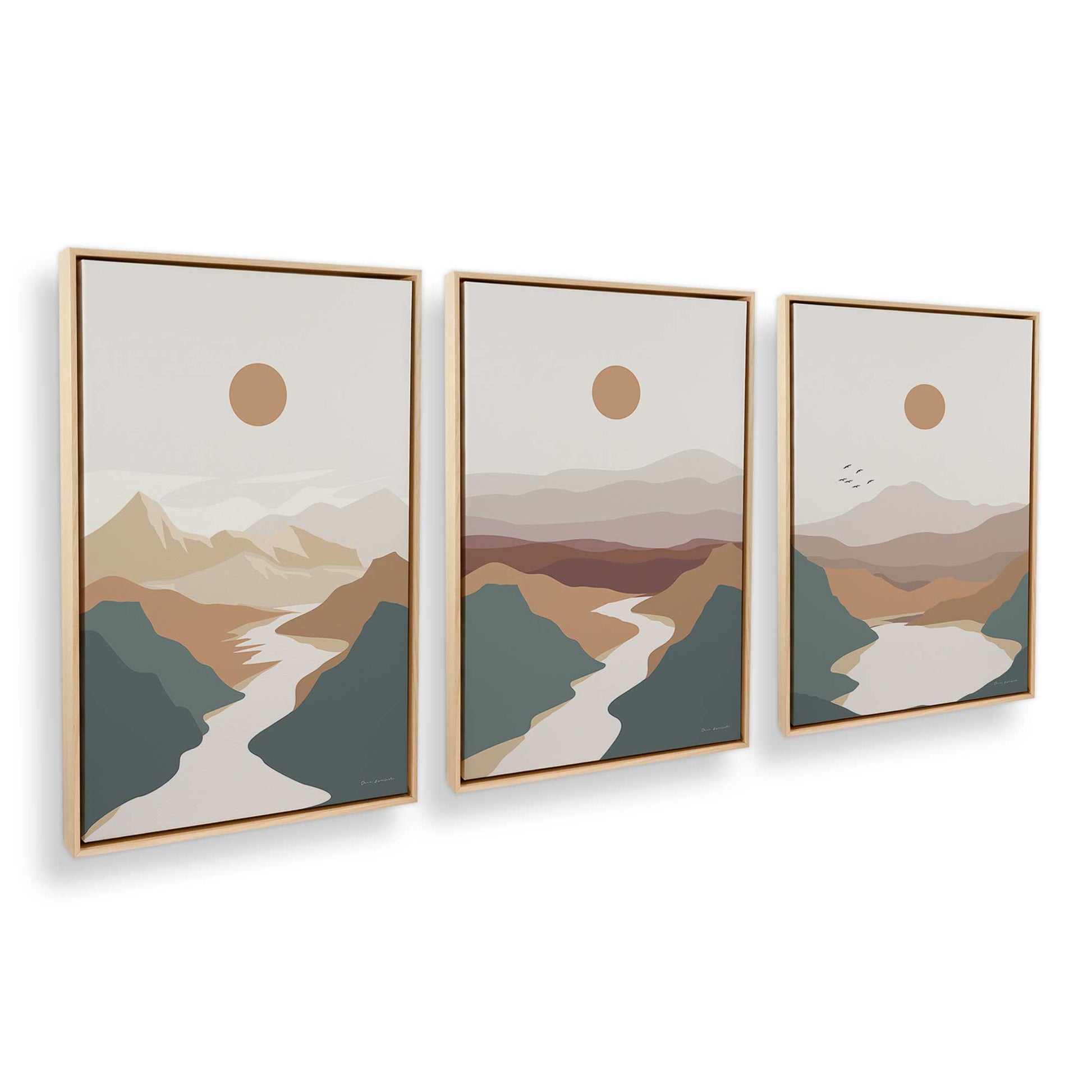 [Color:American Maple], Picture of art in a American Maple frame at an angle