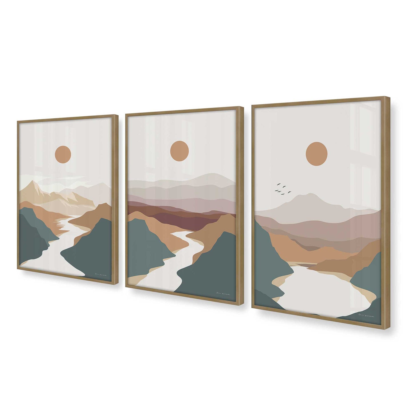 [Color:Brushed Gold], Picture of art in a Brushed Gold frame at an angle