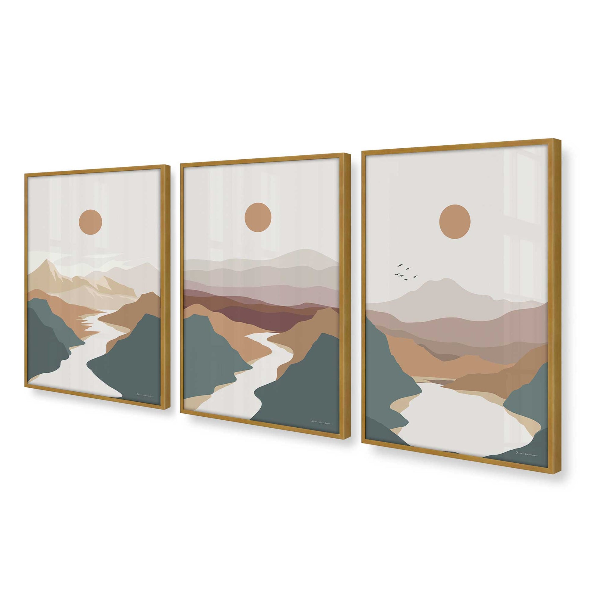 [Color:Polished Gold], Picture of art in a Polished Gold frame at an angle