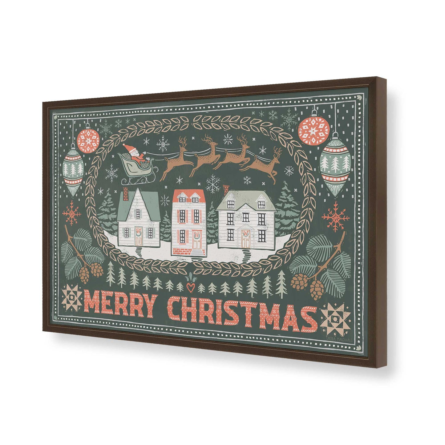 [Color:Brown], Picture of art in a Brown frame of the corner