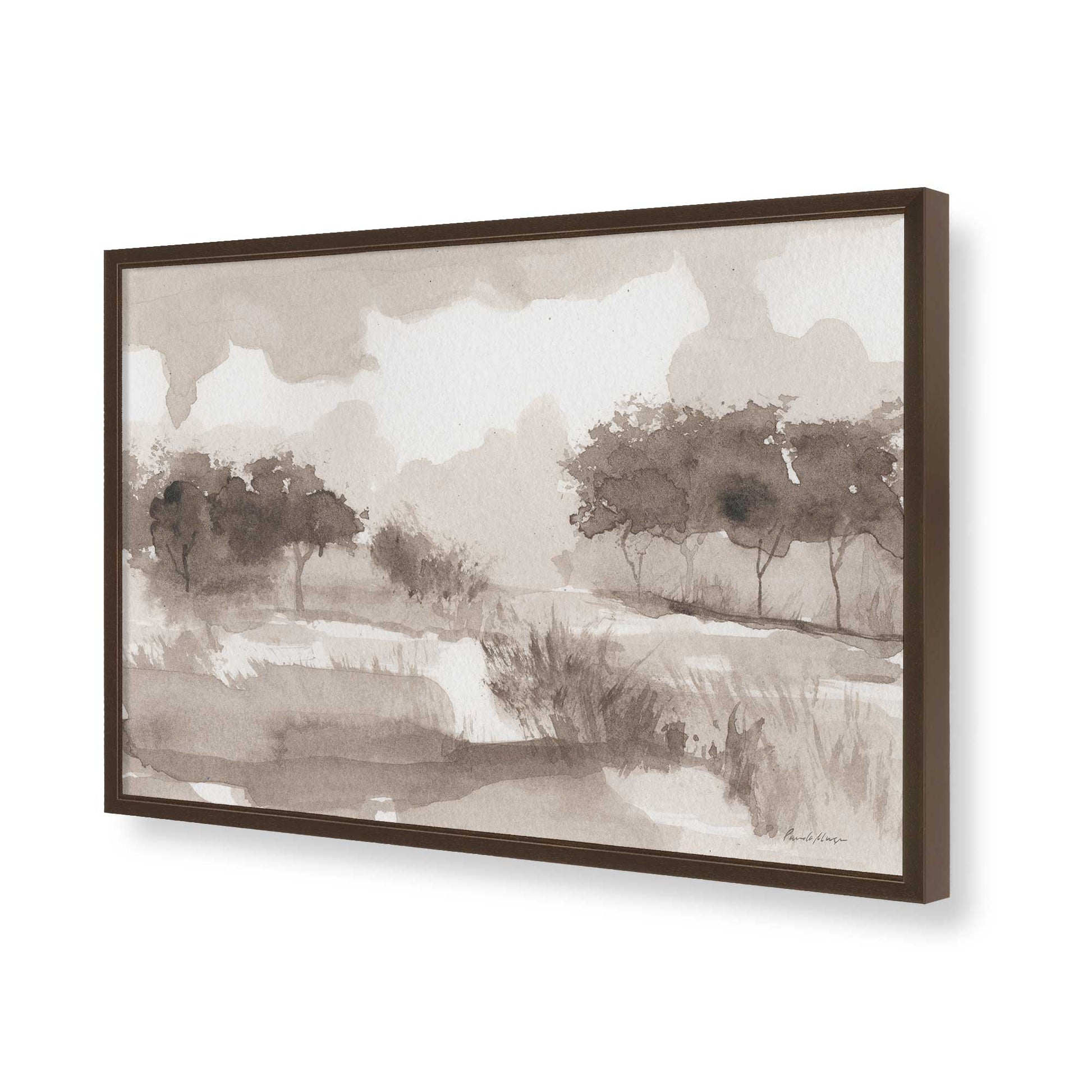 [Color:Brown], Picture of art in a Brown frame of the corner