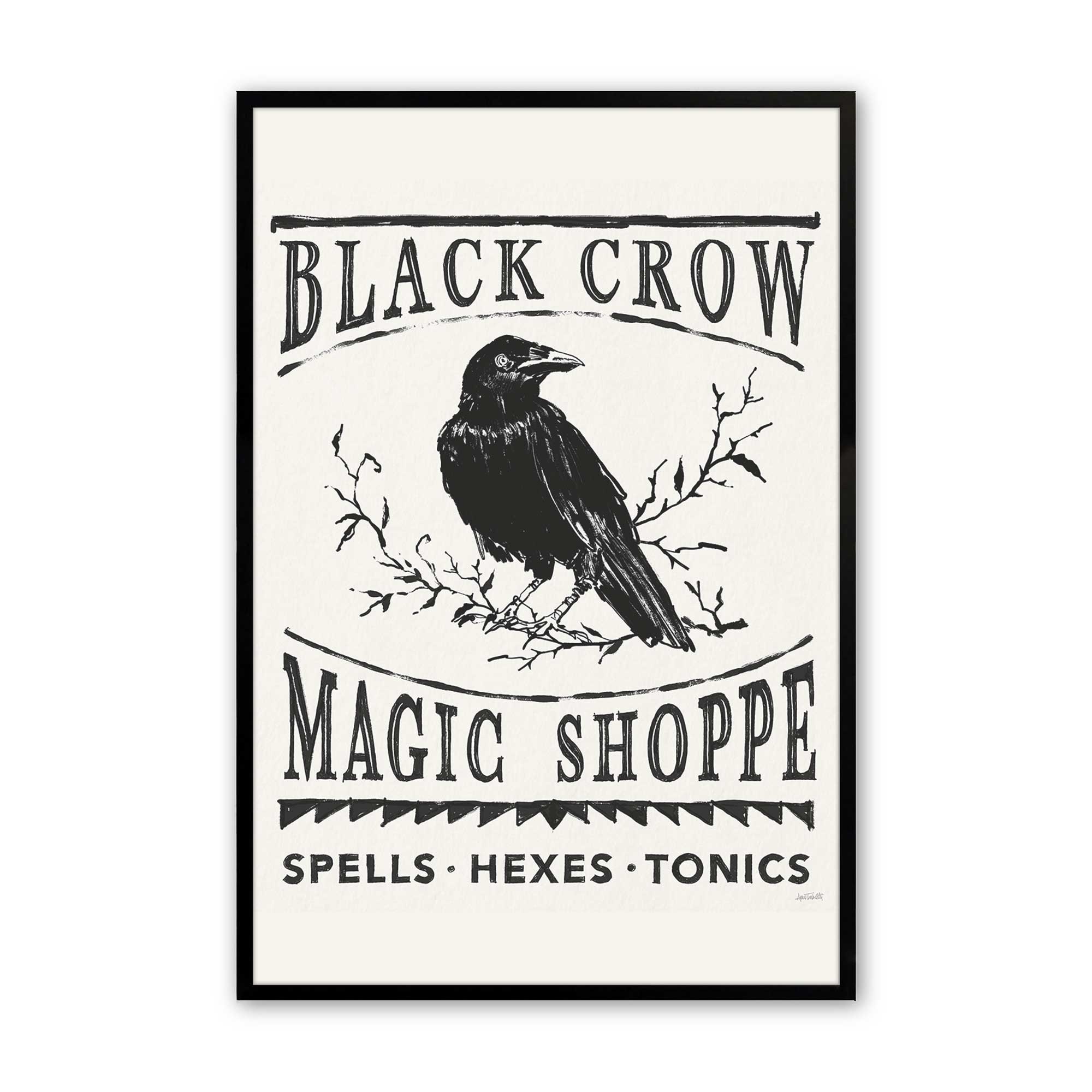 black crow magic shoppe art print in a black frame