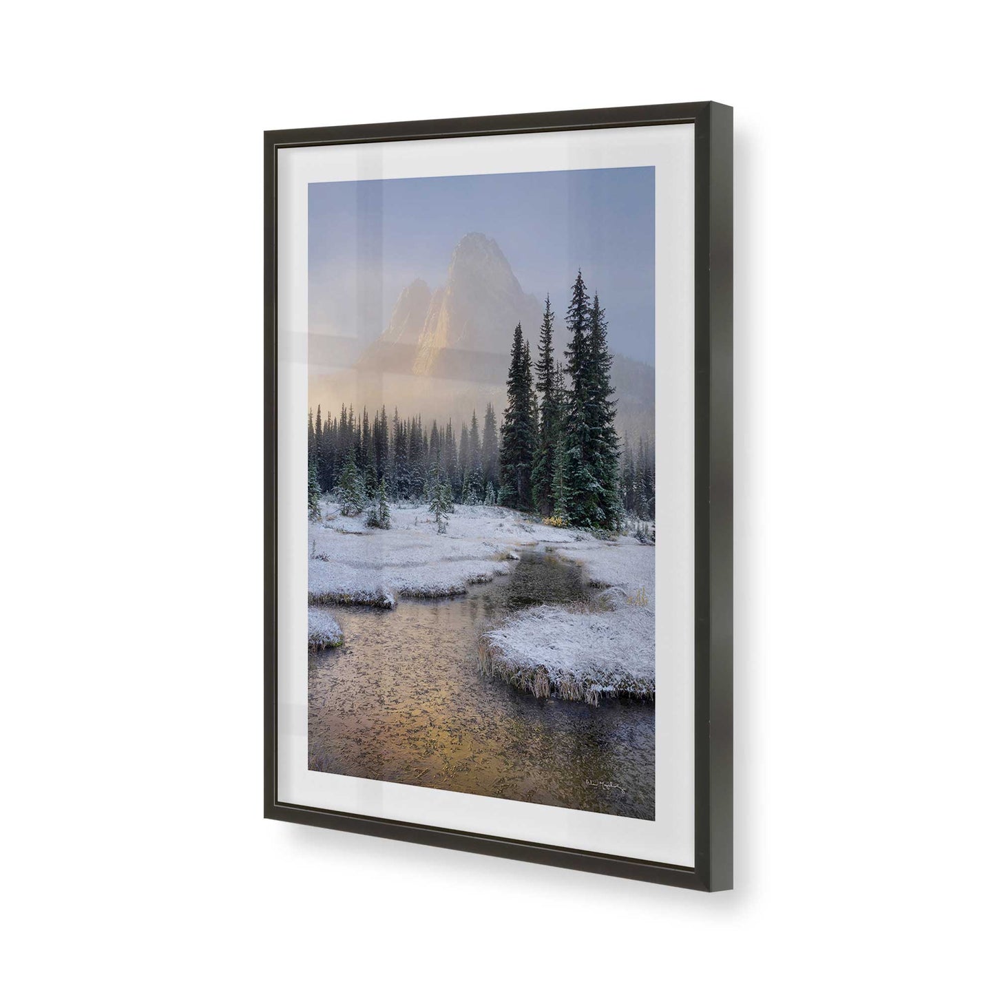 [Color:Satin Black], Picture of art in a Satin Black frame of the corner