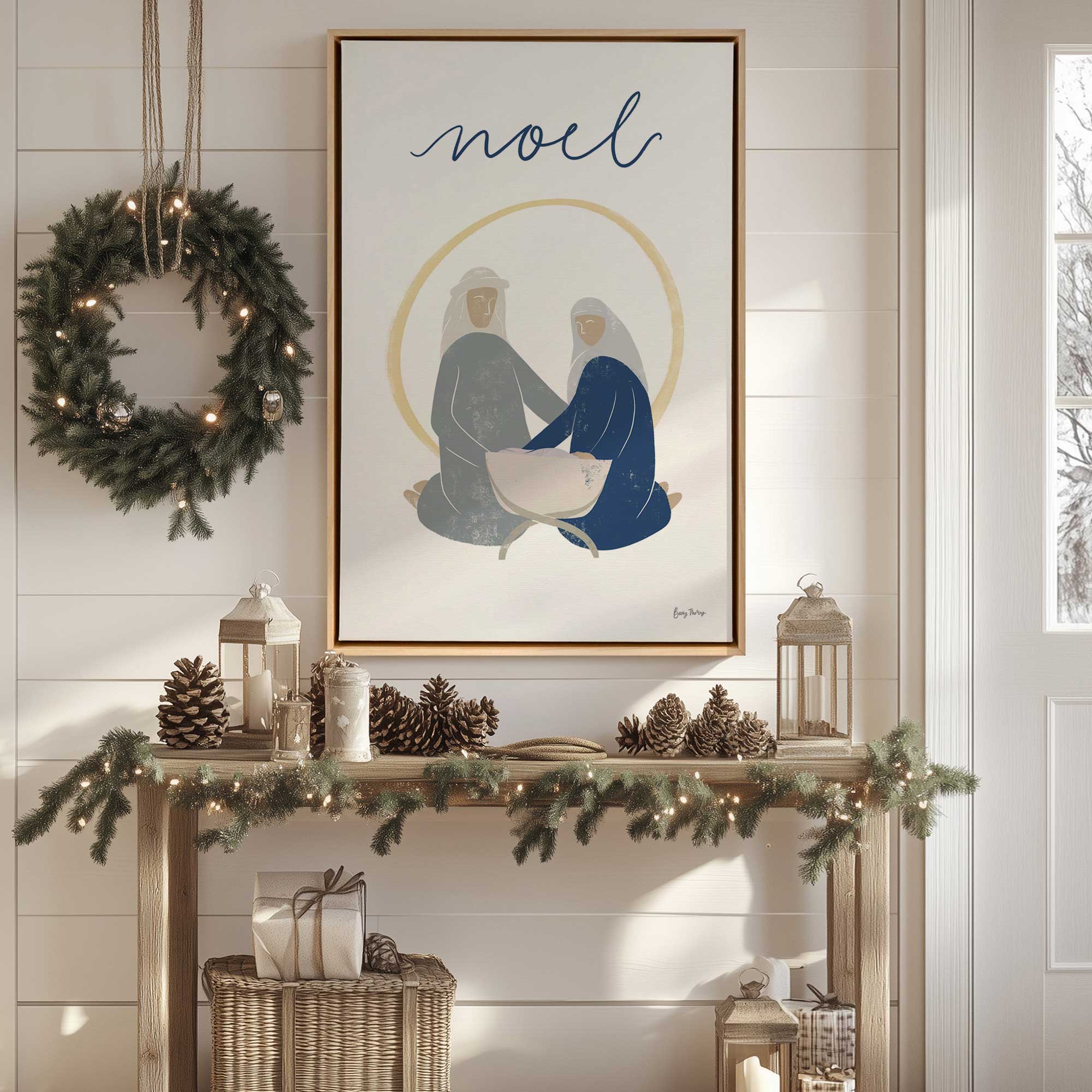 minimalist nativity scene I print by entryway