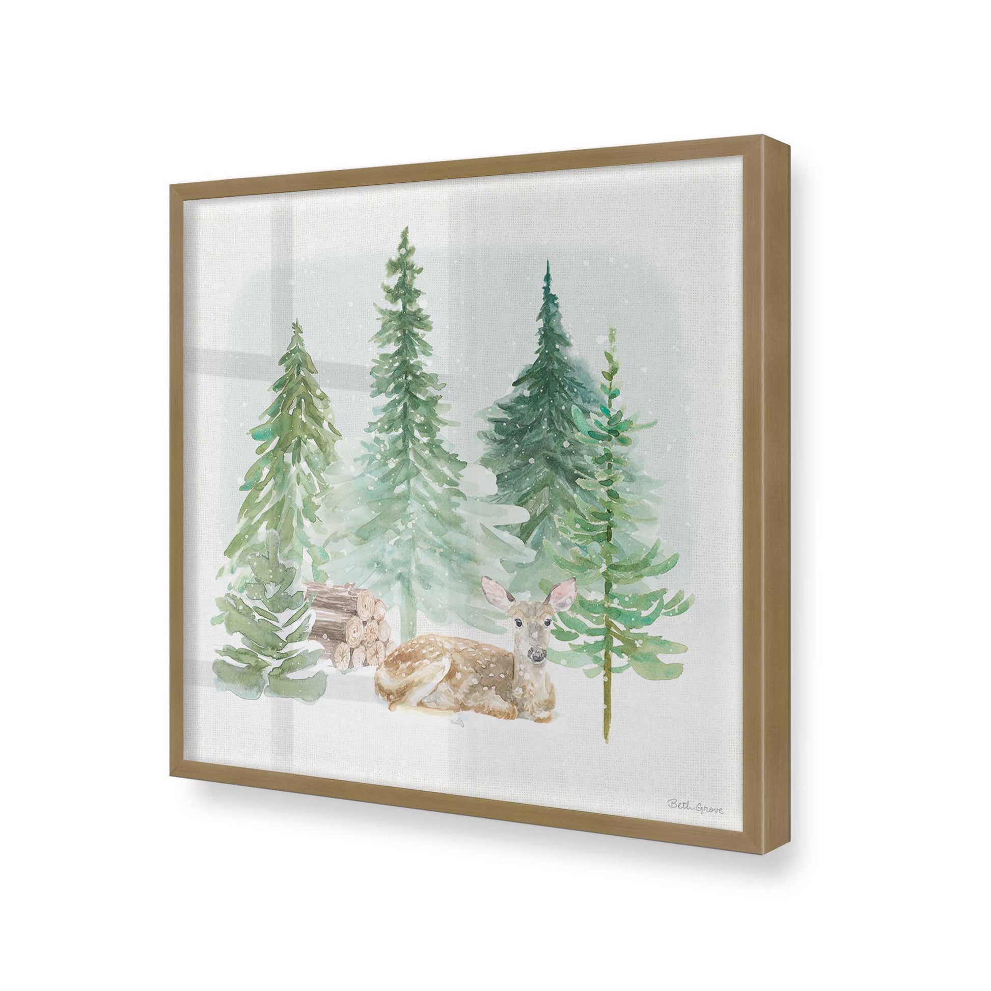 [Color:Brushed Gold], Picture of art in a Brushed Gold frame at an angle