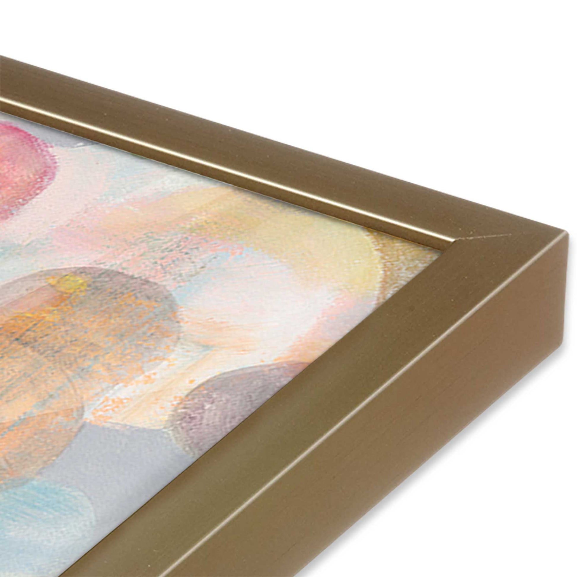 [Color:Brushed Gold], Picture of art in a Brushed Gold frame at an angle