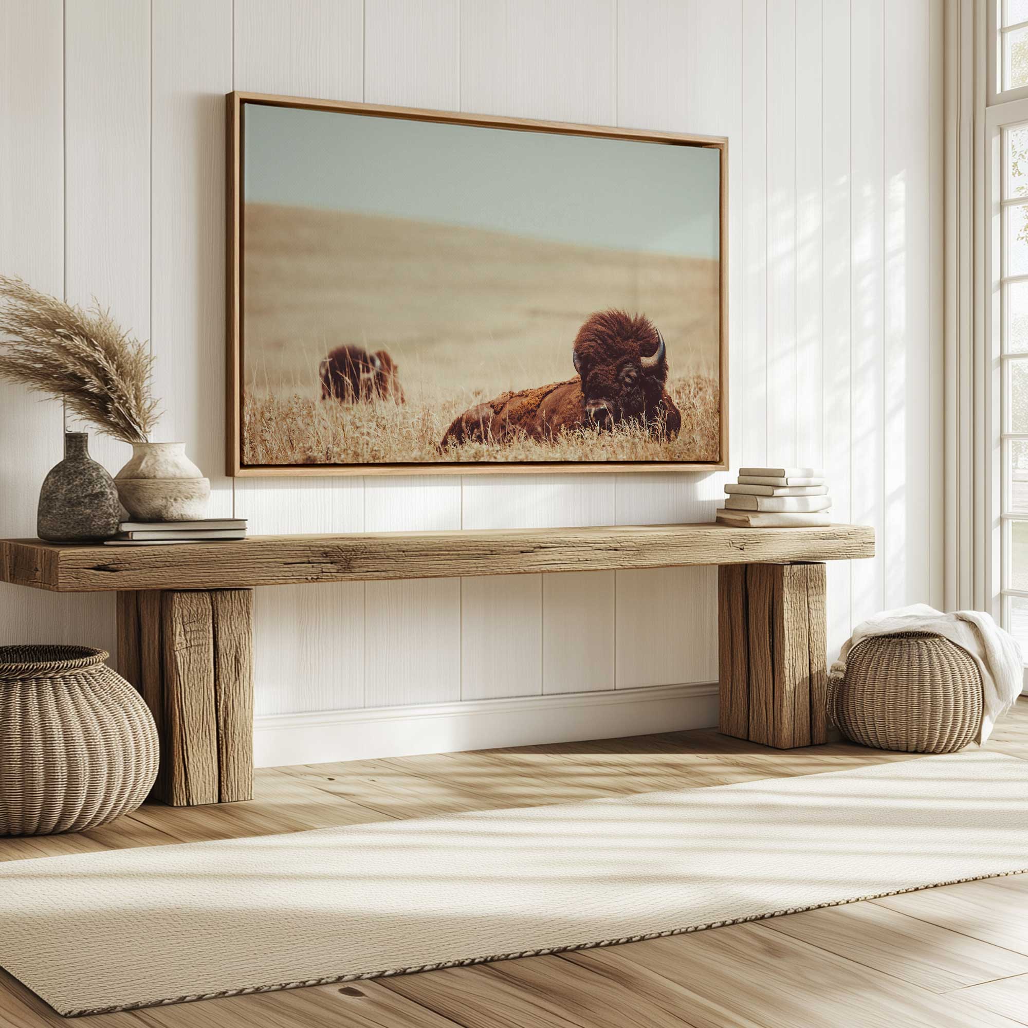 Prairie Giants Resting print of two bison resting in a field