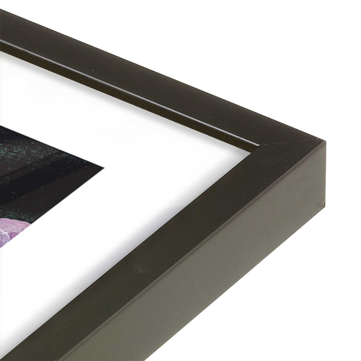 [Color:Satin Black], Picture of art in a Satin Black frame at an angle