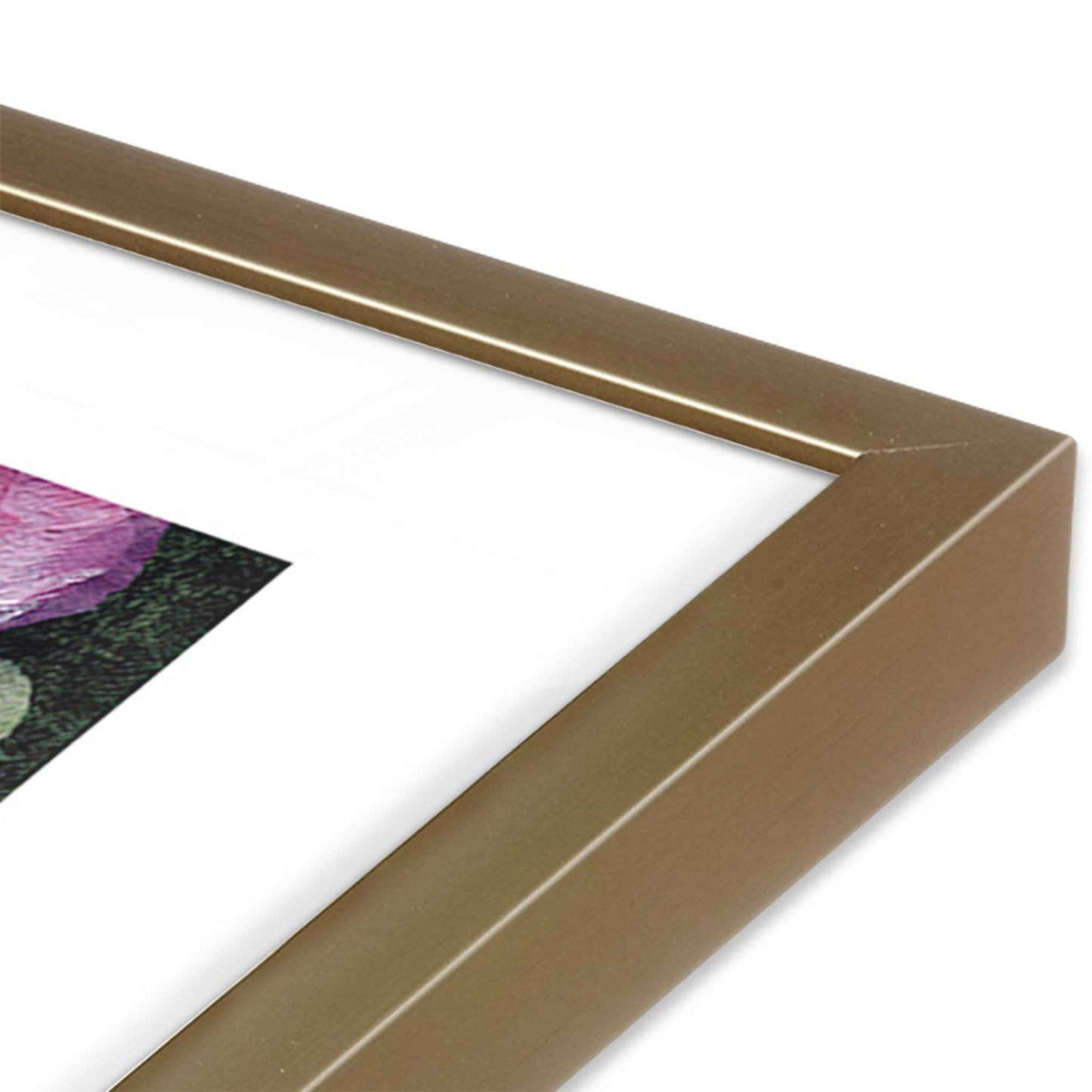 [Color:Brushed Gold], Picture of art in a Brushed Gold frame at an angle