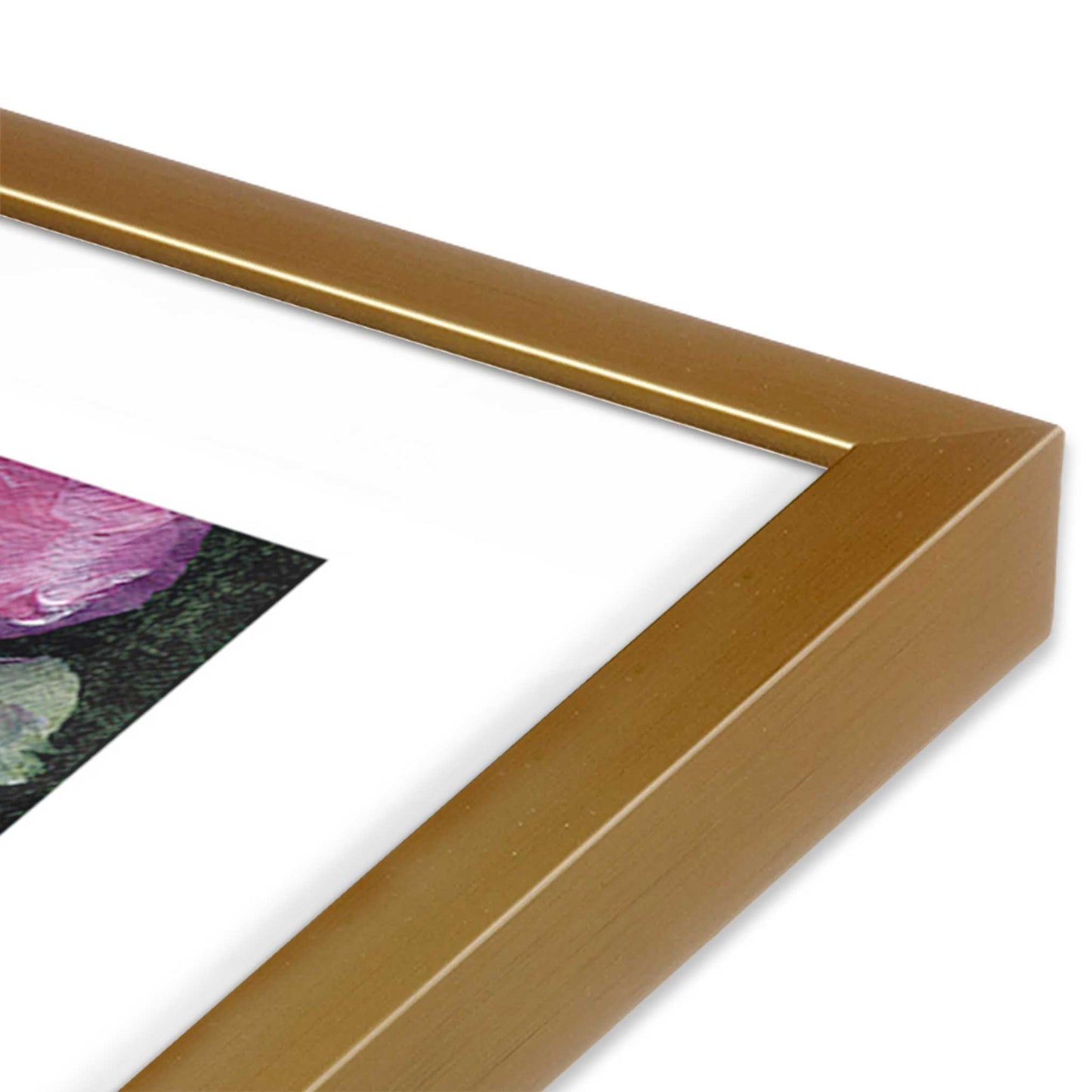 [Color:Polished Gold], Picture of art in a Polished Gold frame at an angle