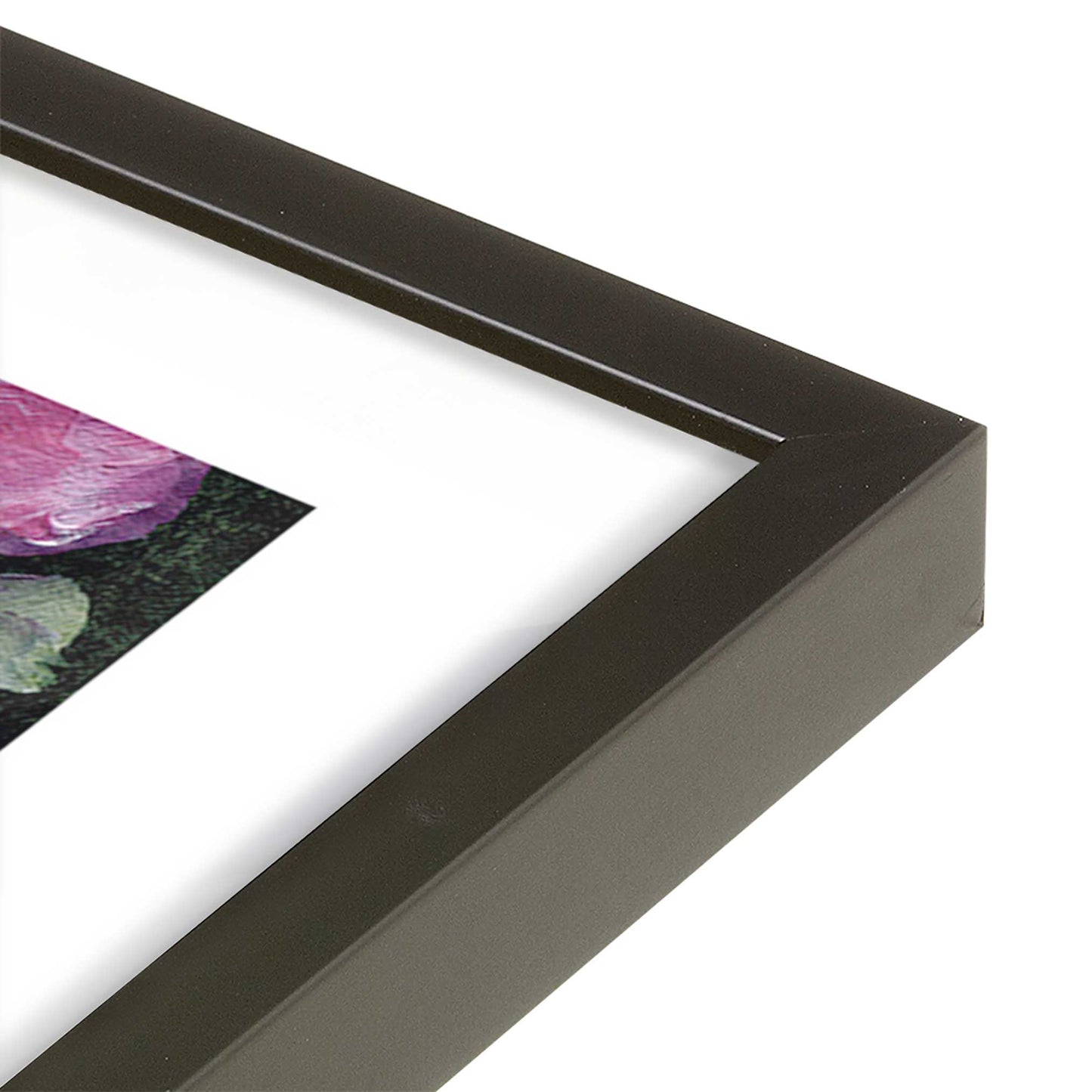 [Color:Satin Black], Picture of art in a Satin Black frame at an angle