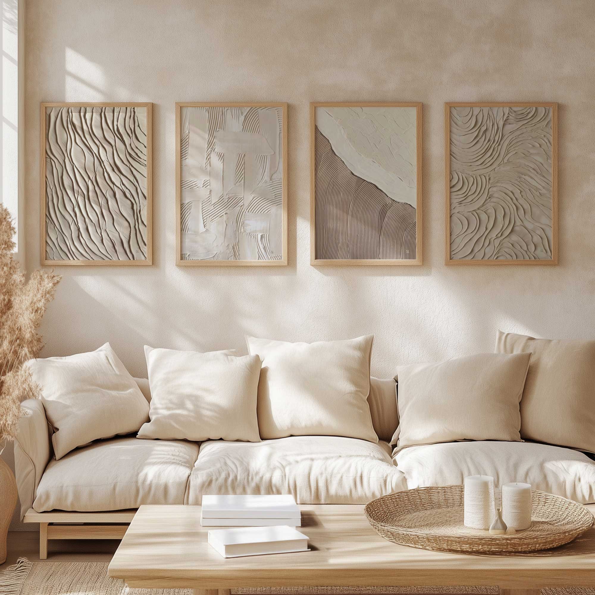 wave formations set of 4 maple framed abstract art with texture appearance