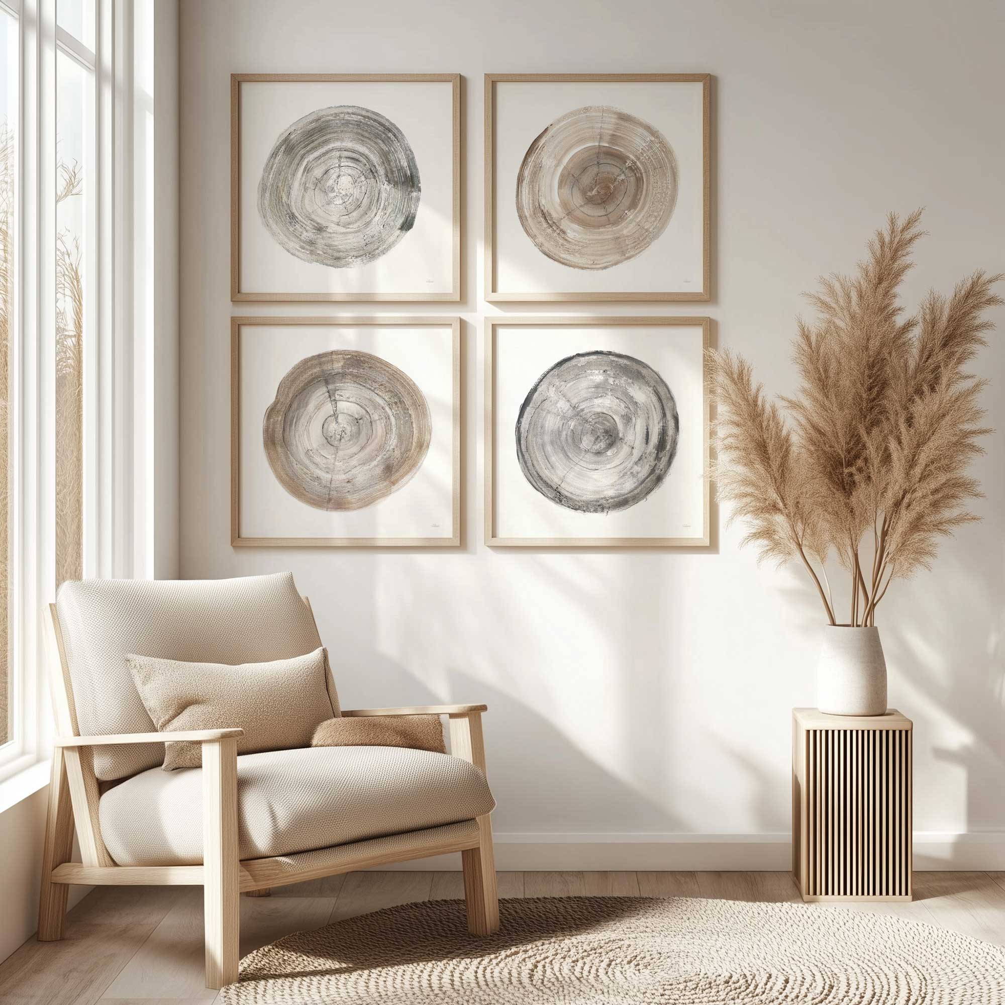 Rings of Tiem set of 4 prints in a Scandinavian style sitting room