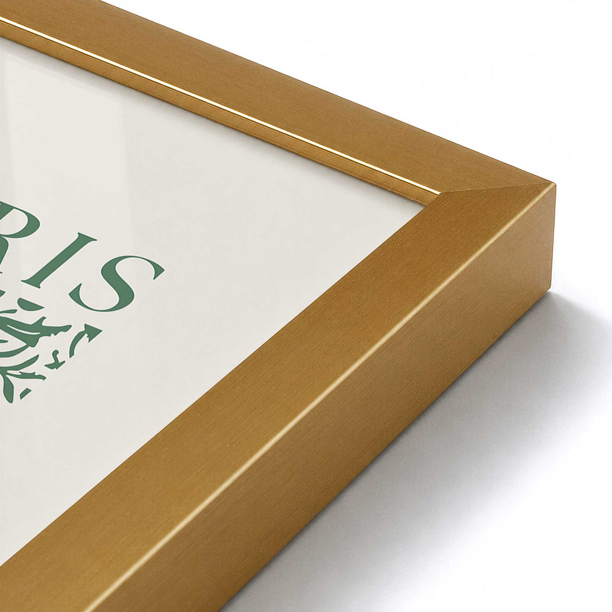 [Color:Polished Gold], Picture of art in a Polished Gold frame at an angle