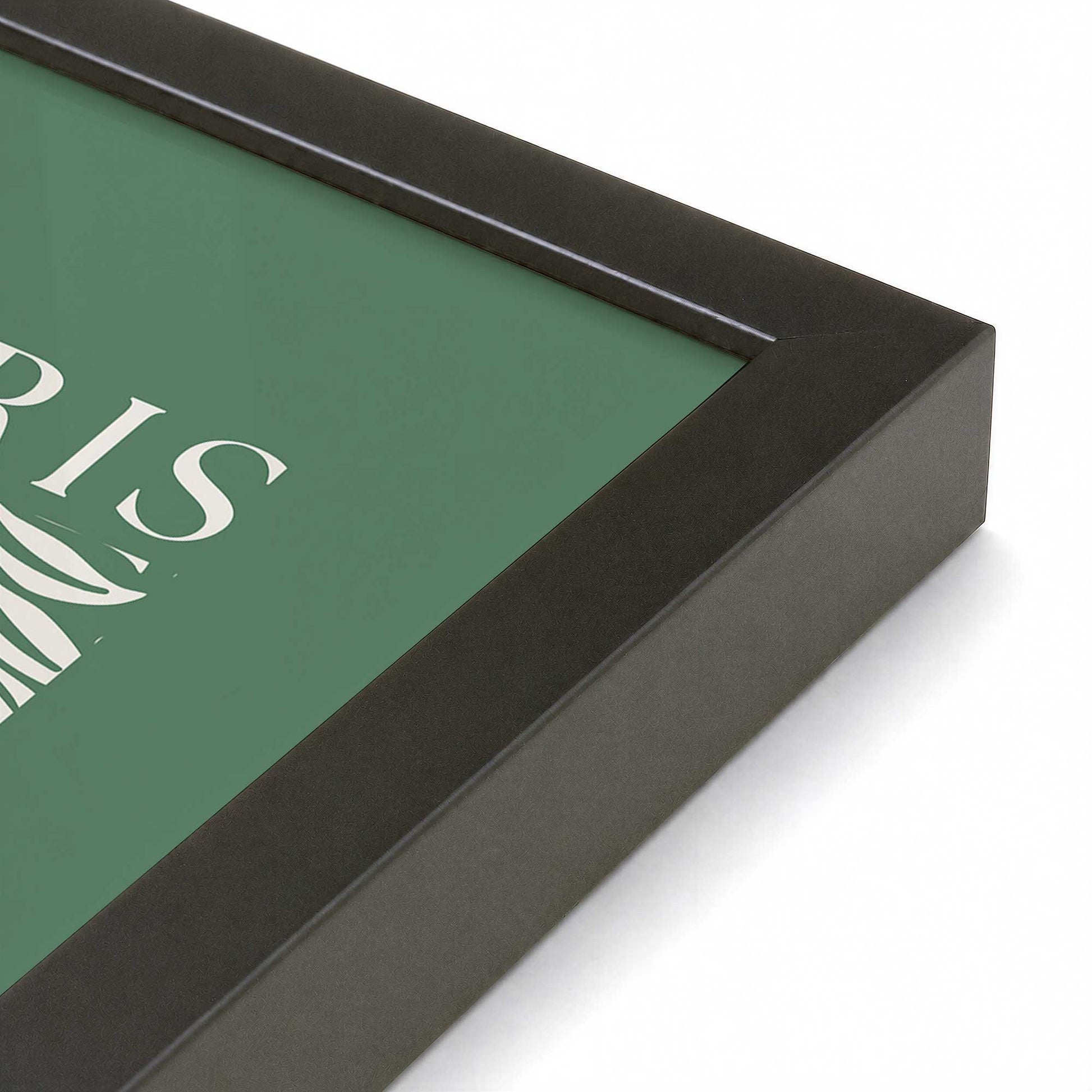 [Color:Satin Black], Picture of art in a Satin Black frame at an angle