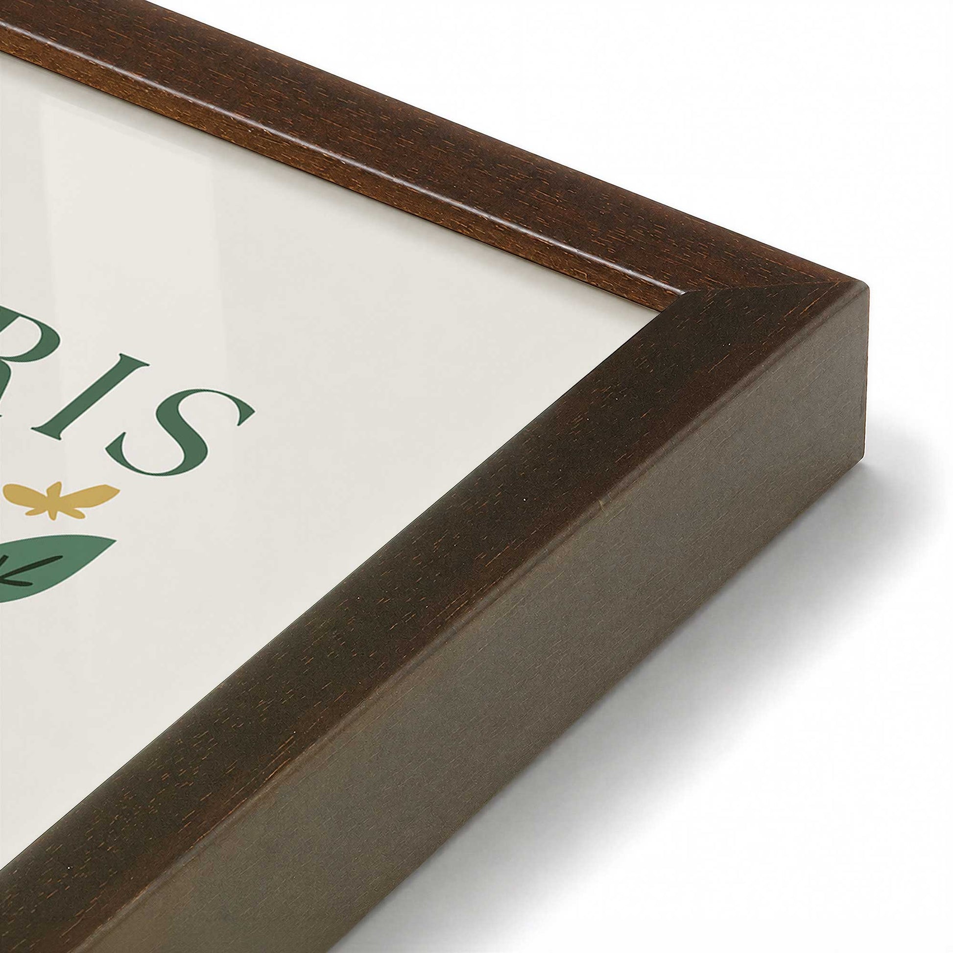 [Color:Brown], Picture of art in a Brown frame at an angle