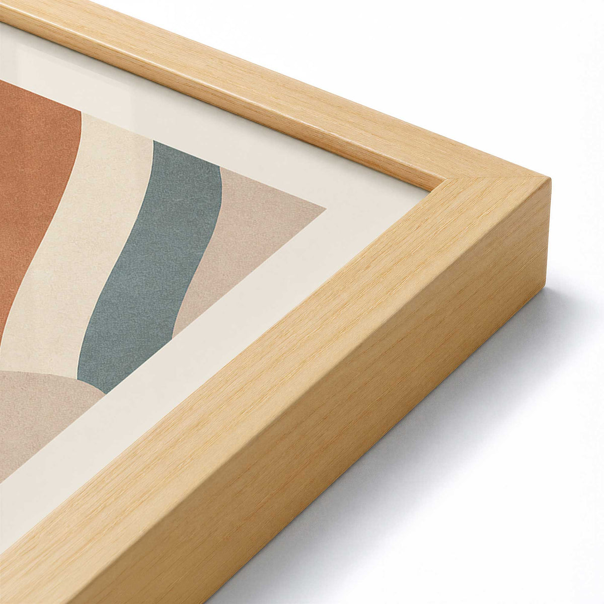 [Color:American Maple], Picture of art in a American Maple frame at an angle