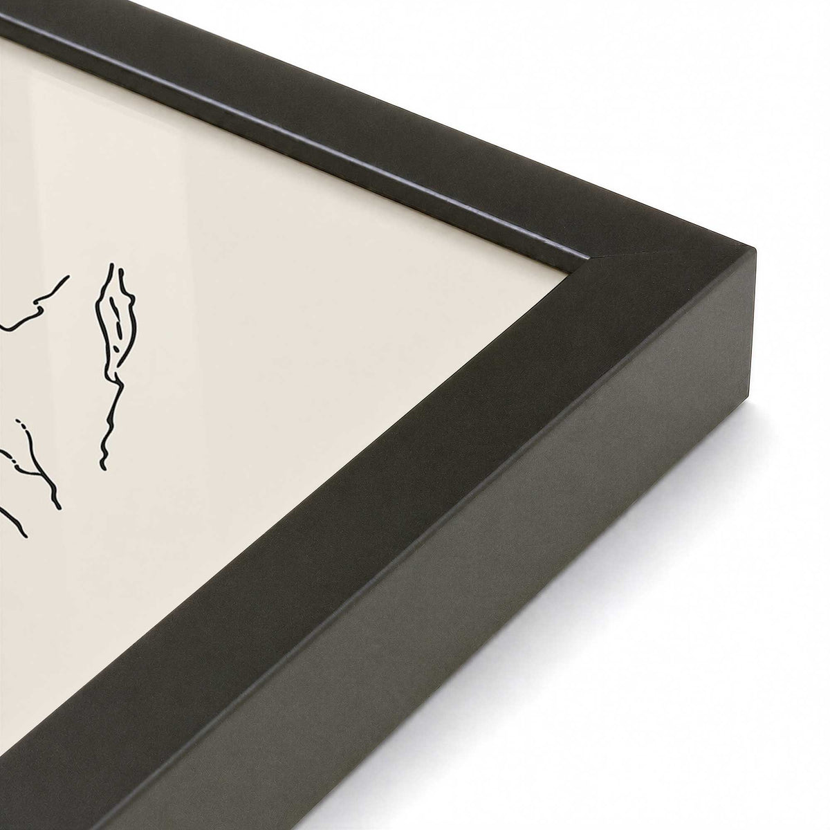 [Color:Satin Black], Picture of art in a Satin Black frame at an angle