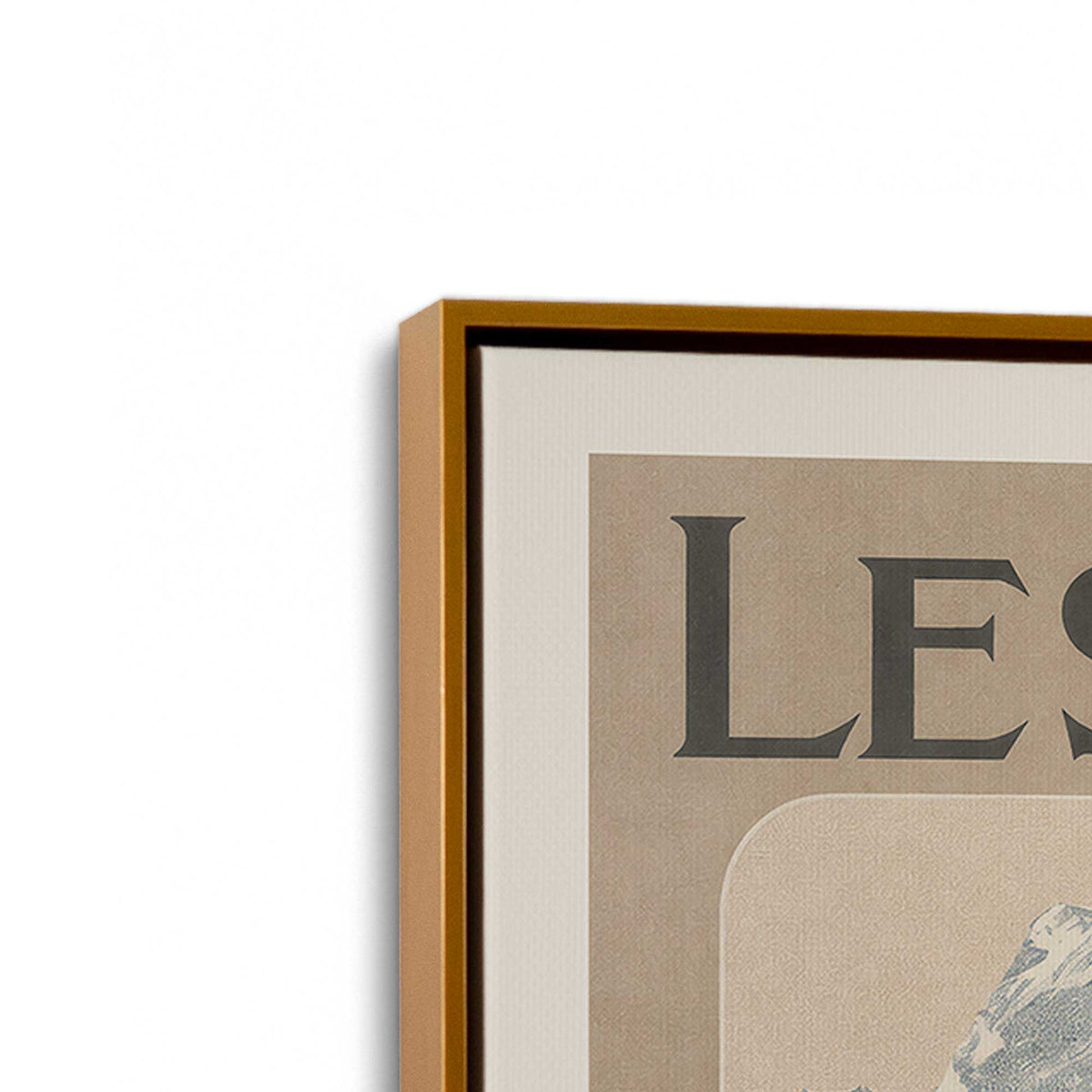 [Color:Polished Gold], Picture of art in a Polished Gold frame at an angle