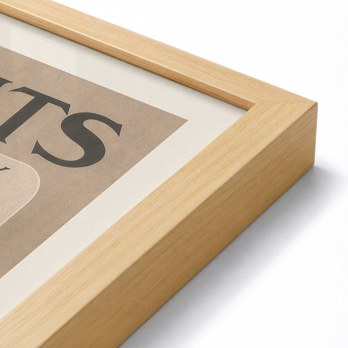 [Color:American Maple], Picture of art in a American Maple frame at an angle