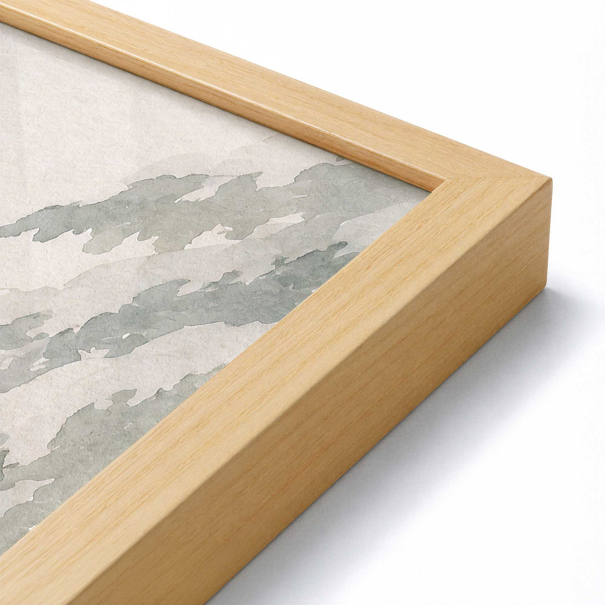 [Color:American Maple], Picture of art in a American Maple frame at an angle