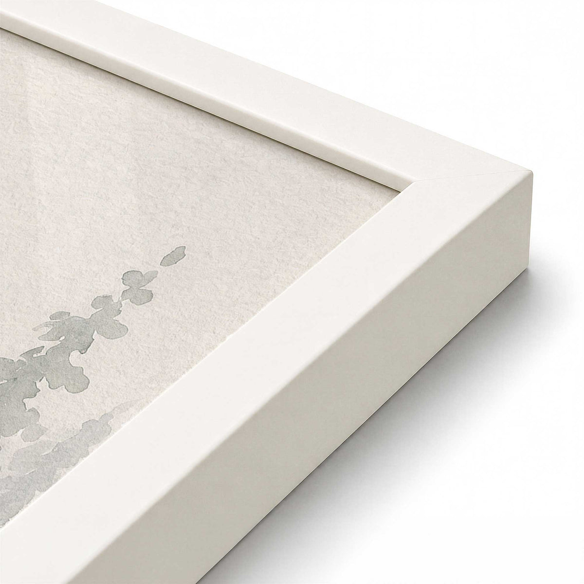 [Color:Opaque White], Picture of art in a Opaque White frame at an angle