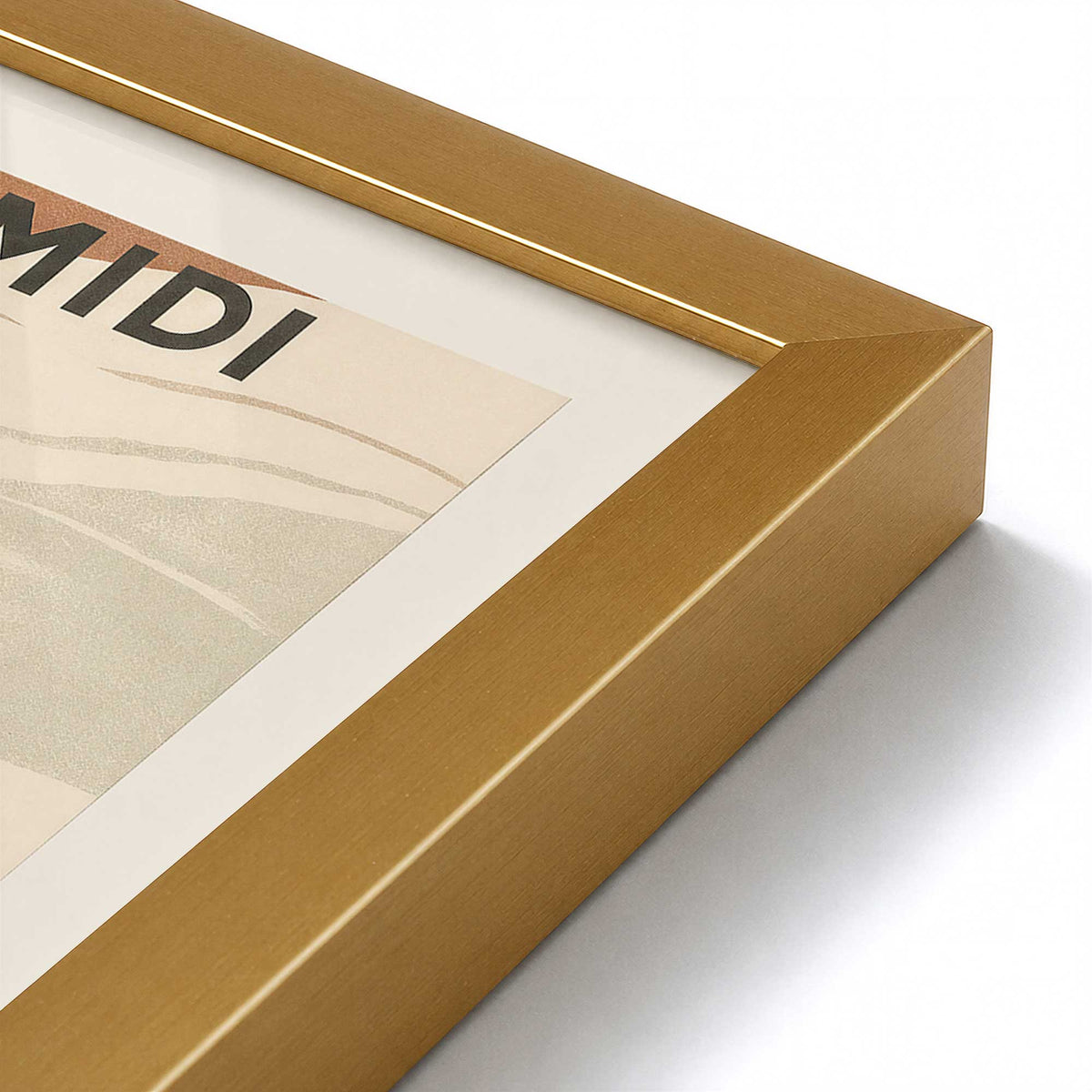 [Color:Polished Gold], Picture of art in a Polished Gold frame at an angle