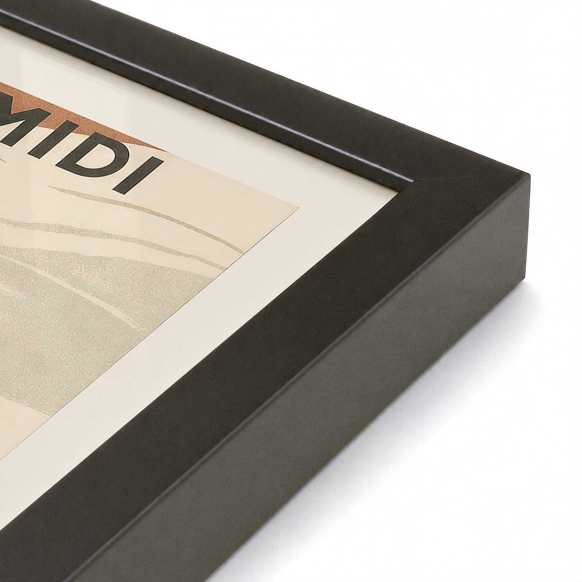 [Color:Satin Black], Picture of art in a Satin Black frame at an angle