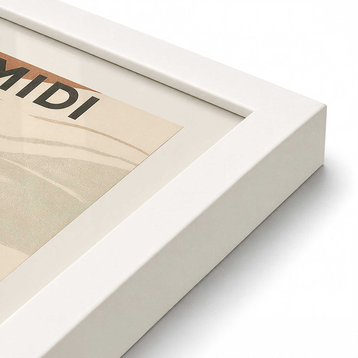 [Color:Opaque White], Picture of art in a Opaque White frame at an angle