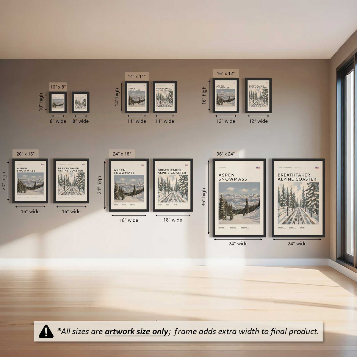 Aspen snowmass and Alpine Coaster Set of 2 Prints