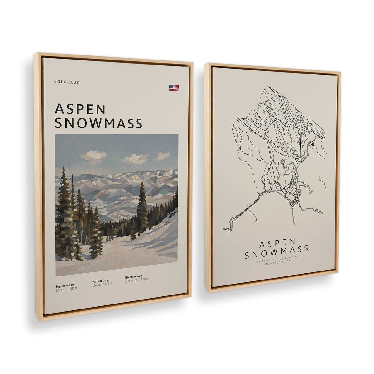 [Color:American Maple], Picture of art in a American Maple frame at an angle