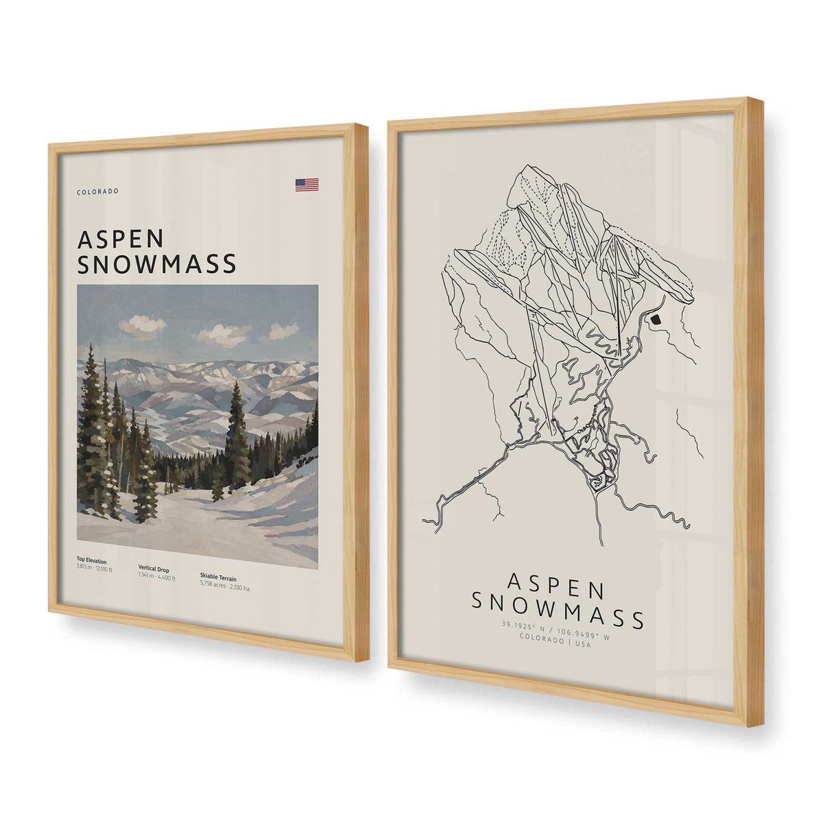 [Color:American Maple], Picture of art in a American Maple frame at an angle