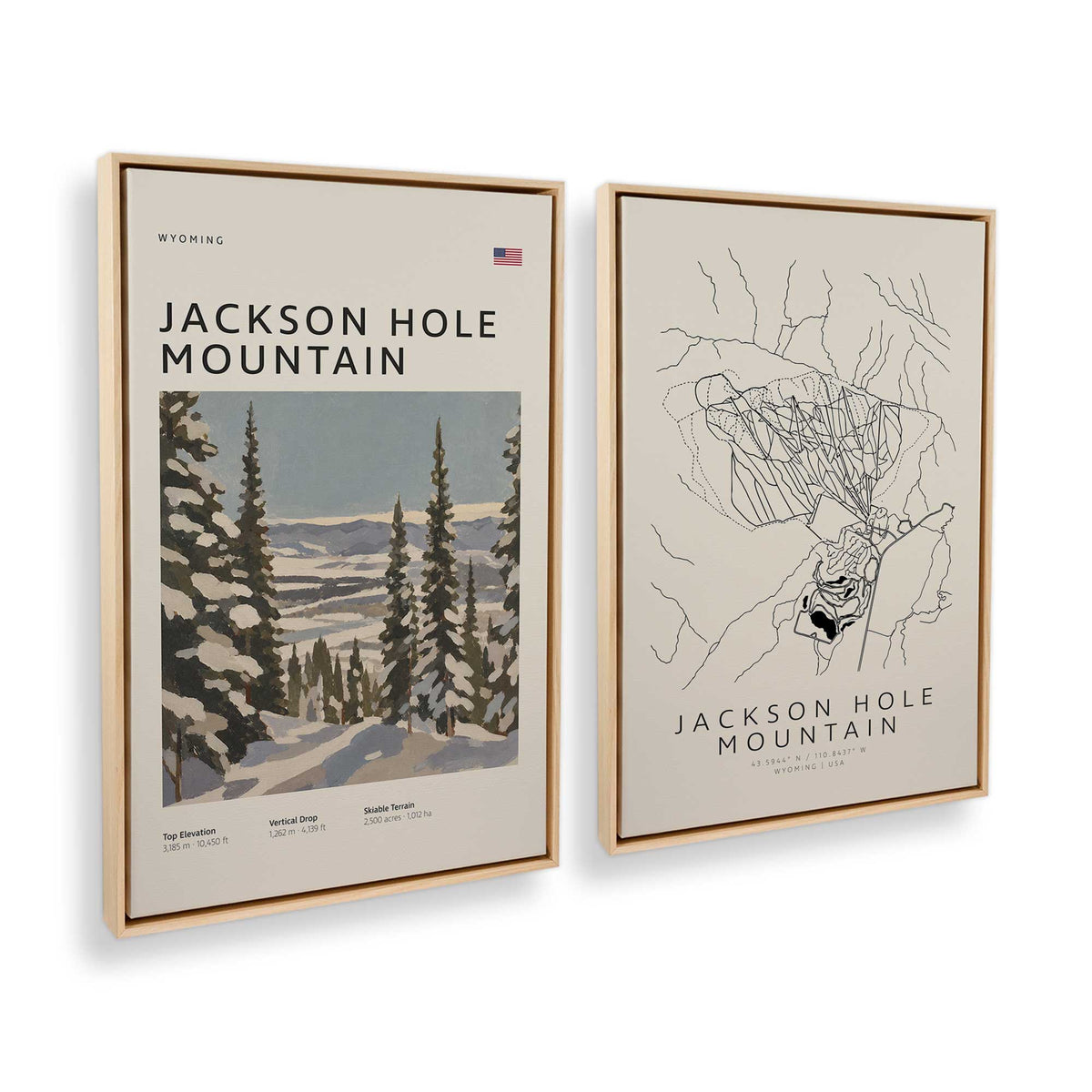 [Color:American Maple], Picture of art in a American Maple frame at an angle