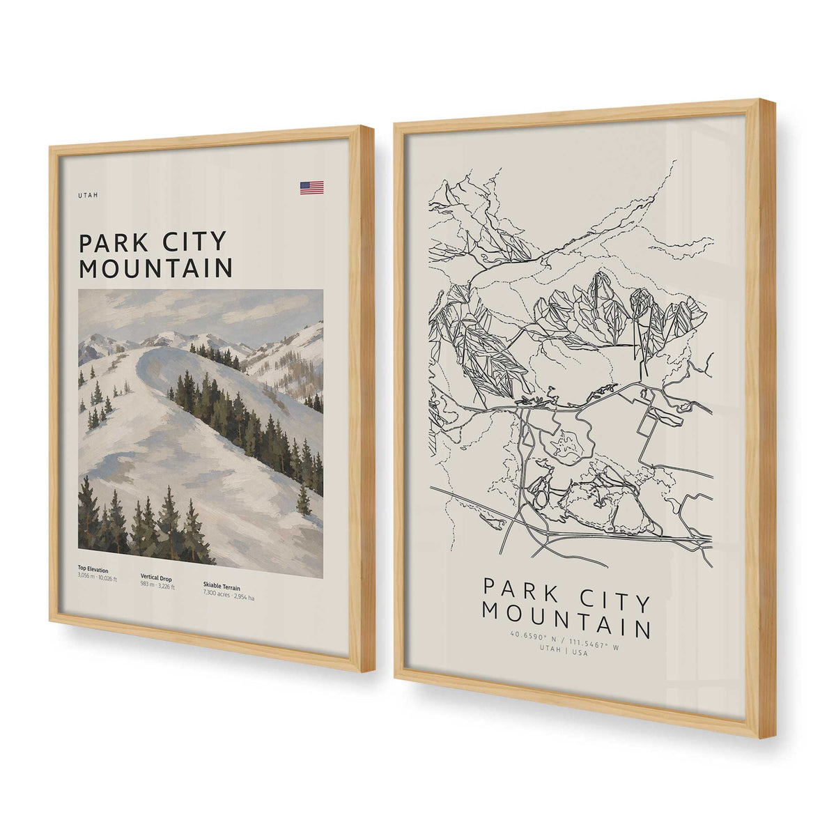 [Color:American Maple], Picture of art in a American Maple frame at an angle