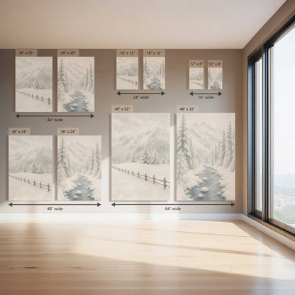 Silver White Trail and Valley, Set of 2 Prints on Canvas
