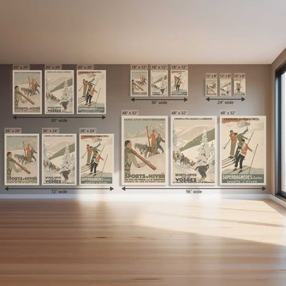 French Alpine Leisure, Set of 3 Prints on Canvas