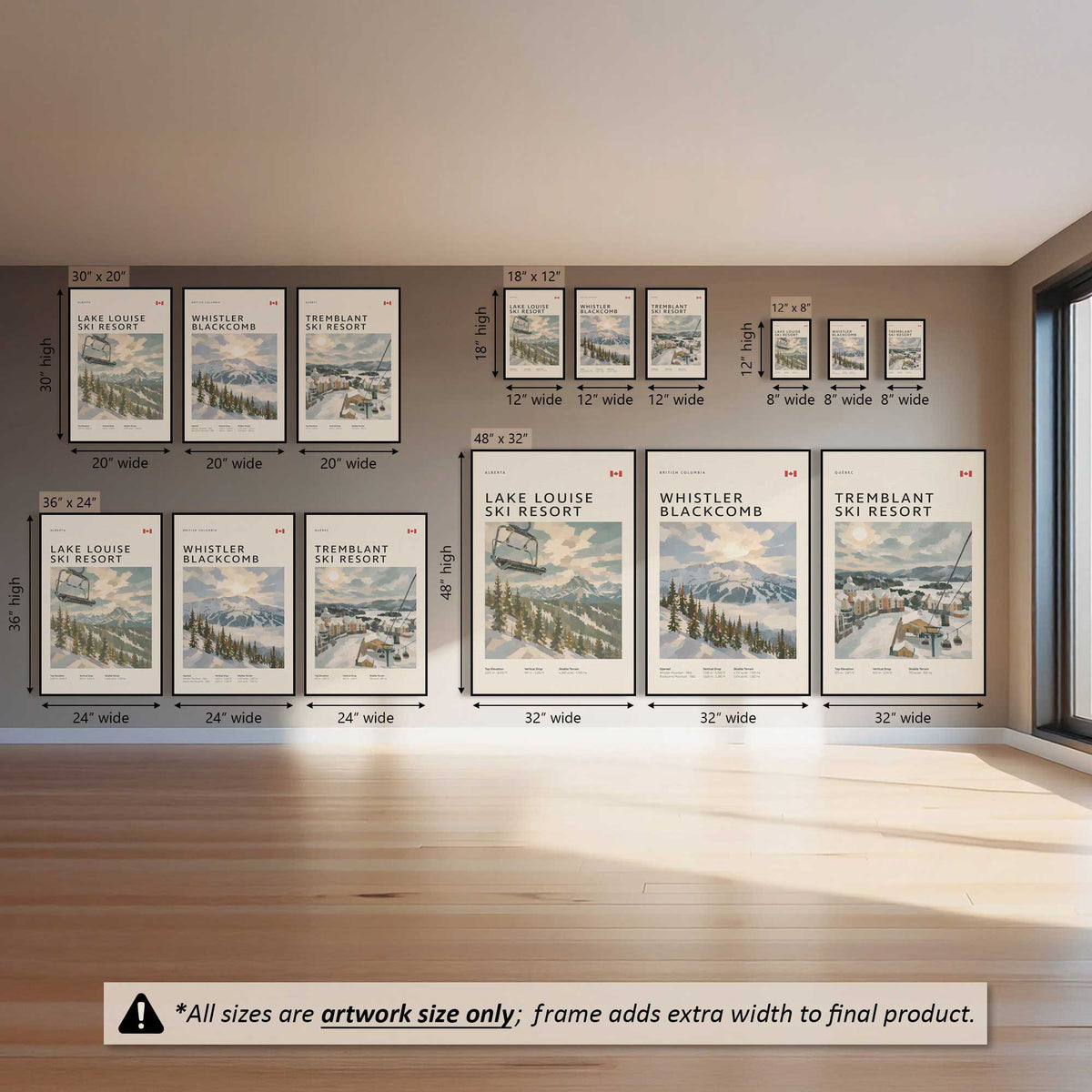 Canadian Alpine Resorts, Set of 3 Prints on Canvas