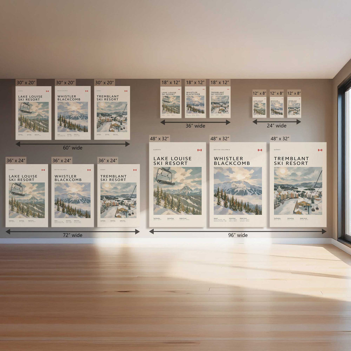 Canadian Alpine Resorts, Set of 3 Prints on Canvas