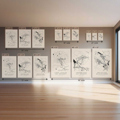 Canadian Ski Maps, Set of 3 Prints on Canvas