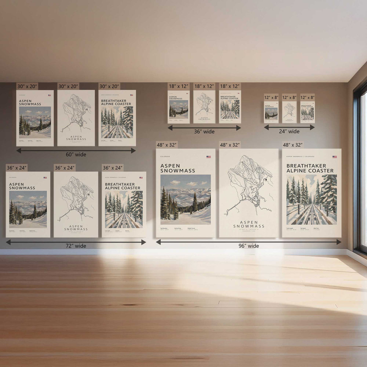 Aspen Snowmass Alpine Days II, Set of 3 Prints on Canvas