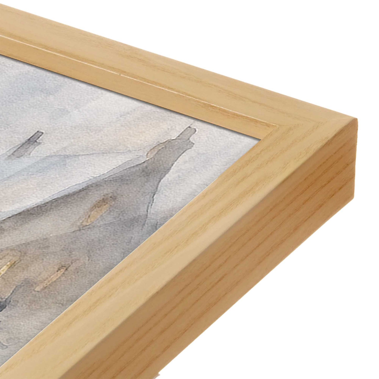 [Color:American Maple], Picture of art in a American Maple frame at an angle