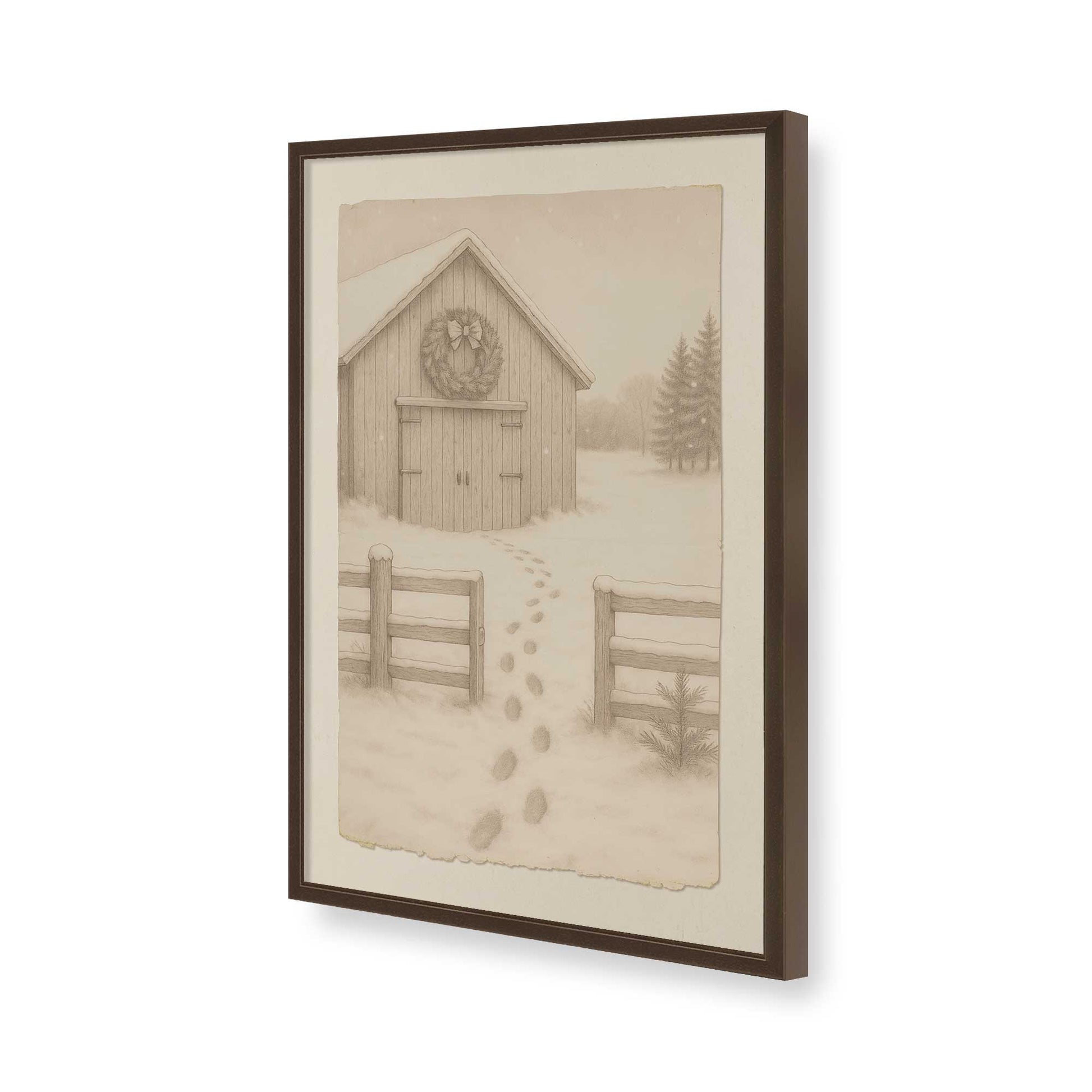 [Color:Brown], Picture of art in a Brown frame of the corner