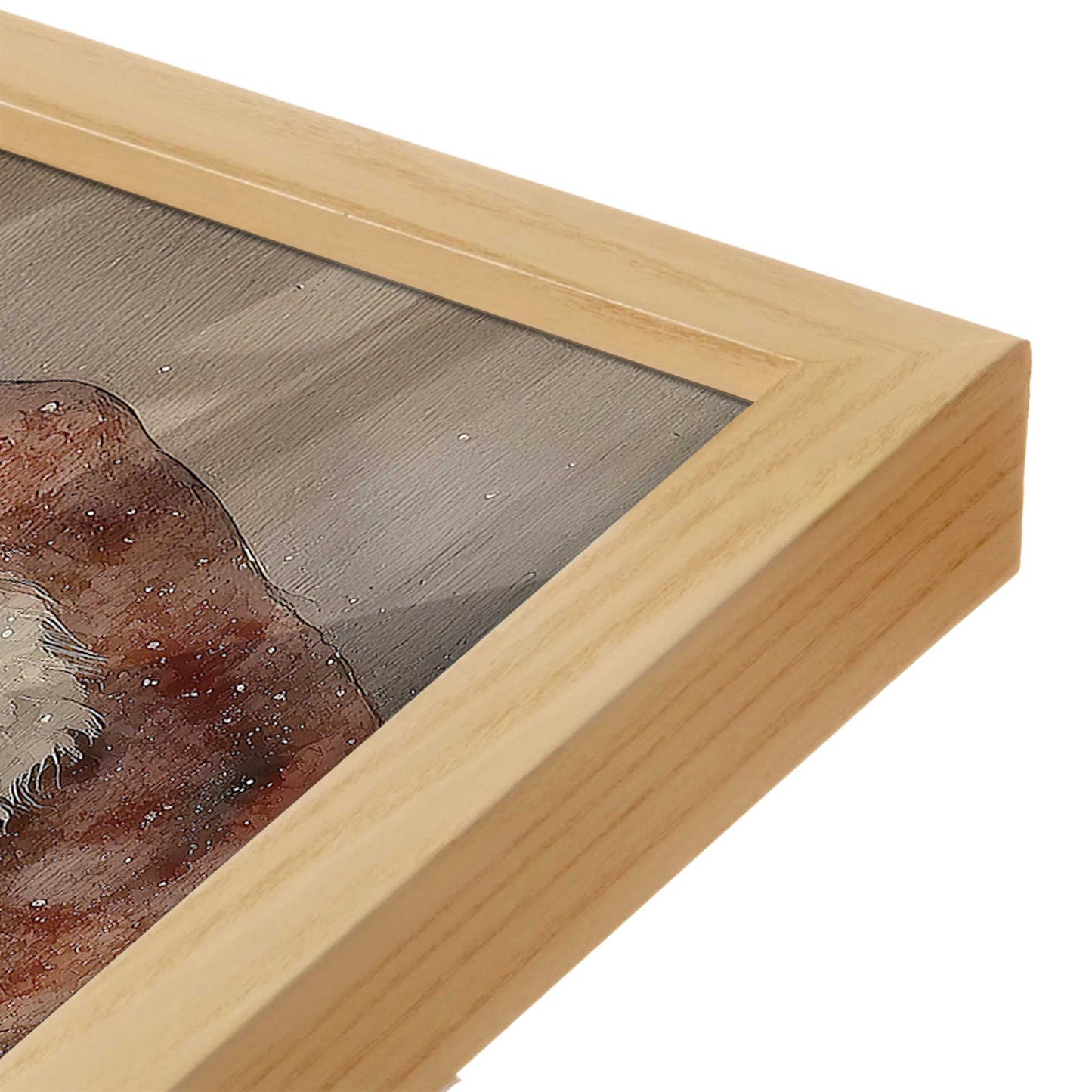 [Color:American Maple], Picture of art in a American Maple frame at an angle