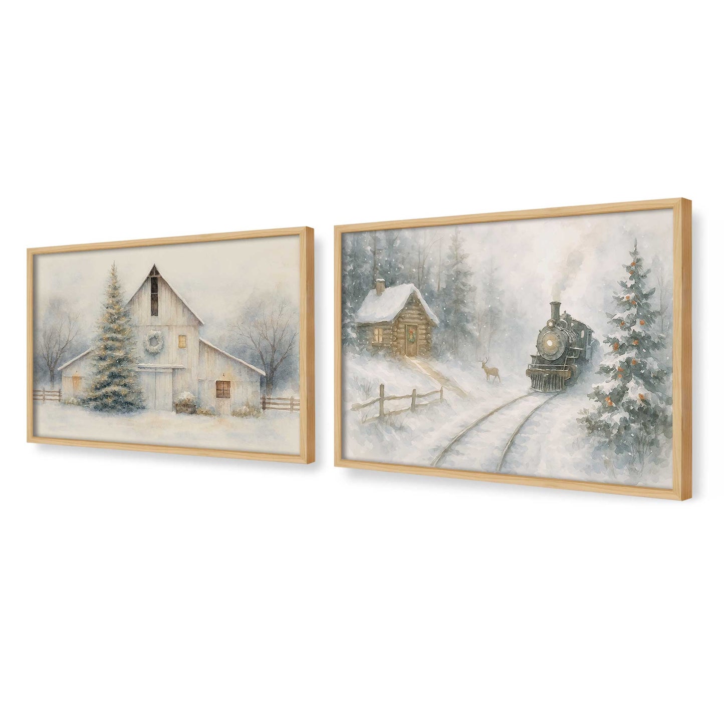 [Color:American Maple], Picture of art in a American Maple frame at an angle