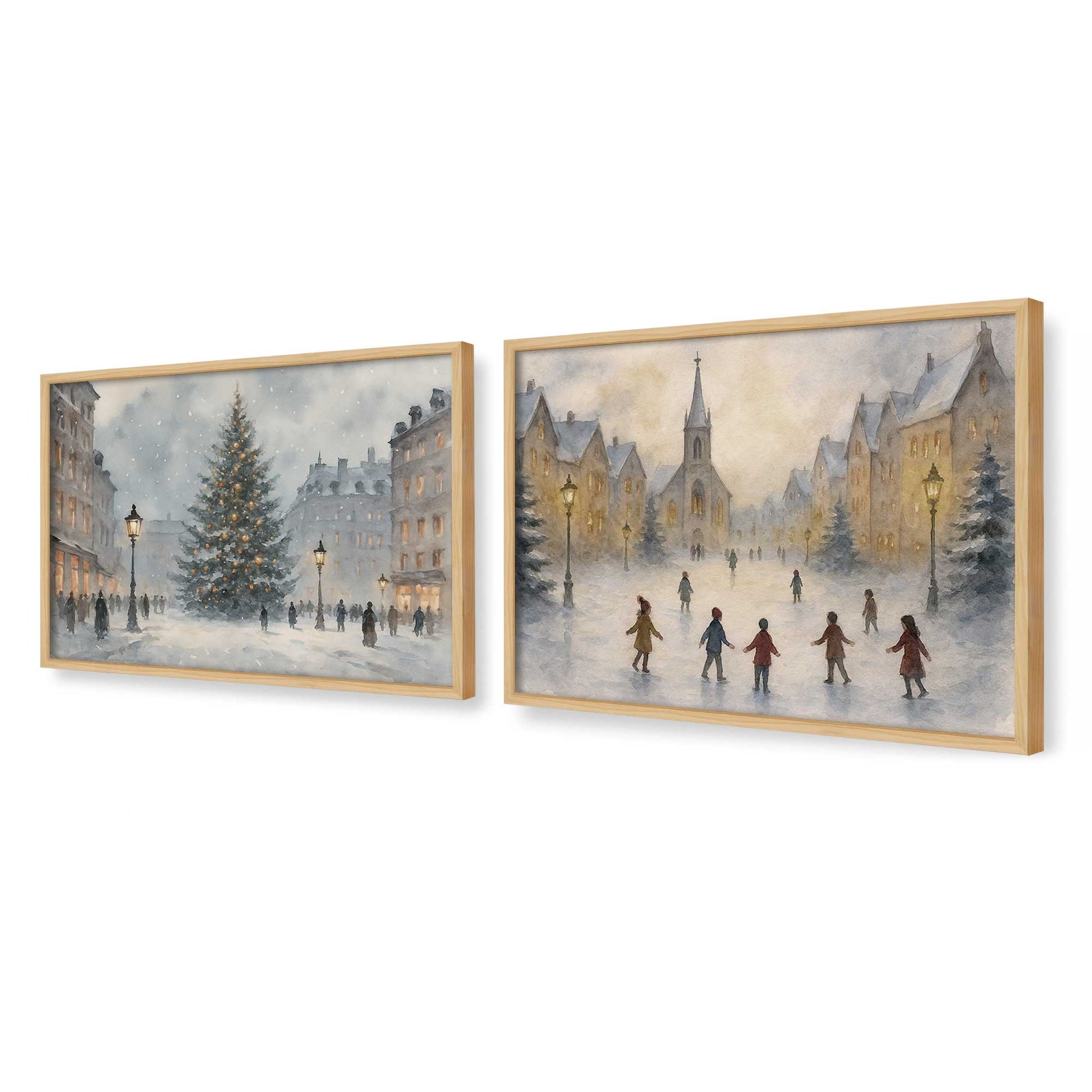 [Color:American Maple], Picture of art in a American Maple frame at an angle