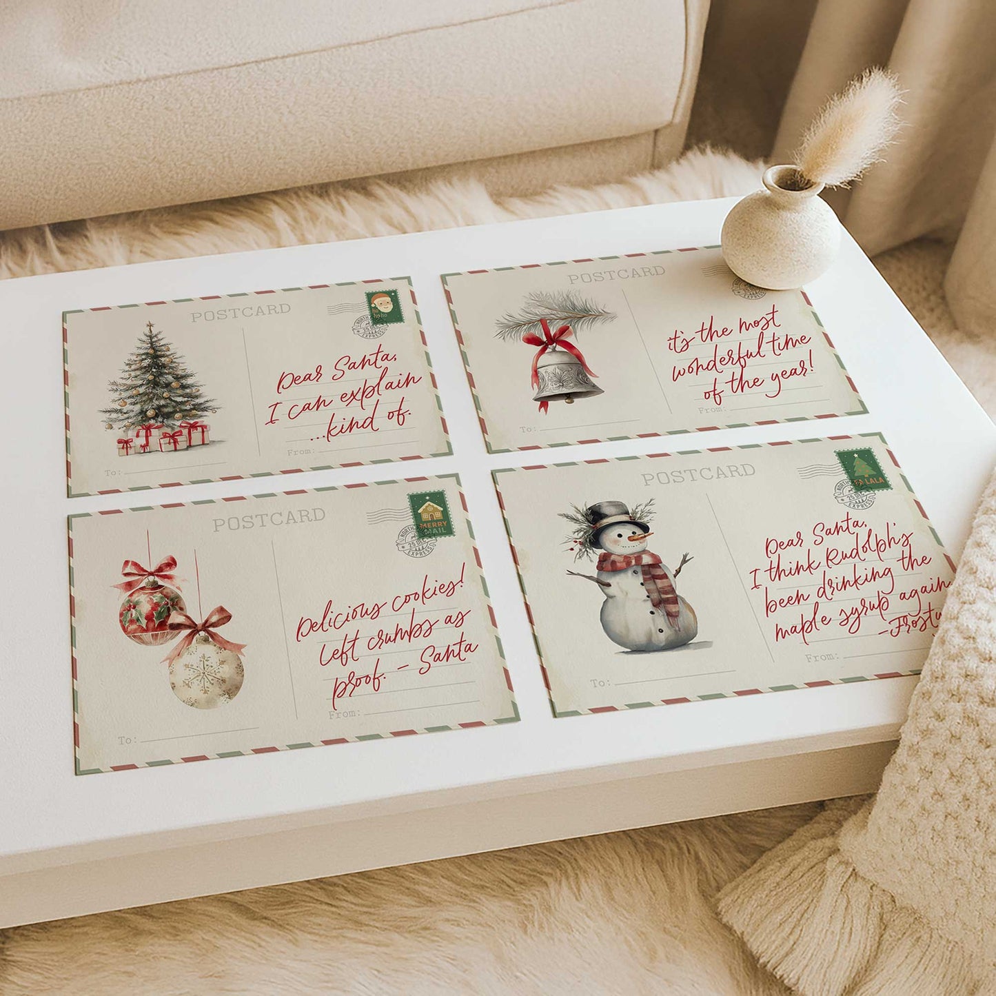 North Pole Notes Set of 4 Prints