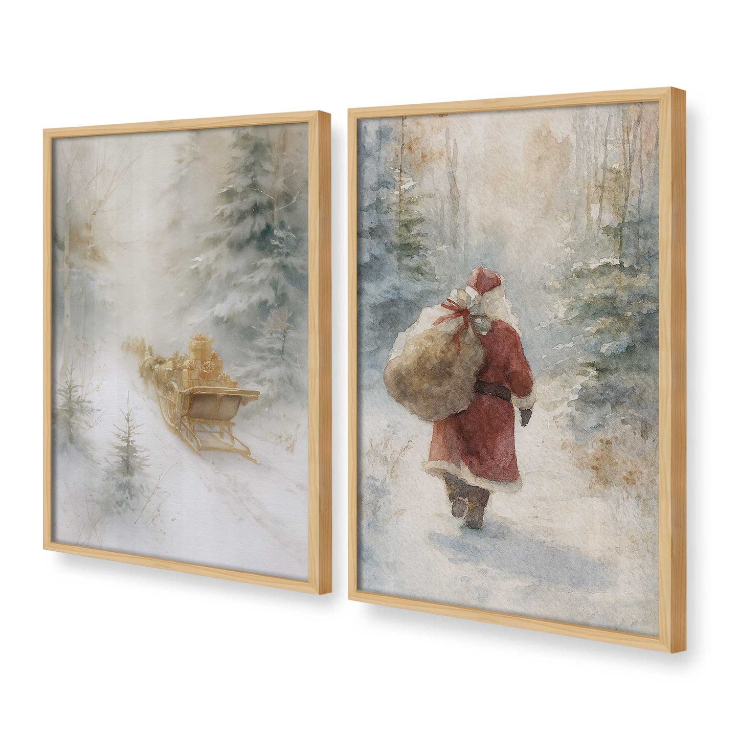 [Color:American Maple], Picture of art in a American Maple frame at an angle
